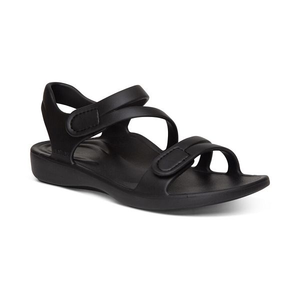 Aetrex Women's Jillian Sport Water-Friendly Sandals - Black | USA WX62QPC